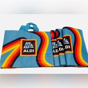 NWT FIVE Aldi Blue Multi-Color Reusable Shopping Bags
